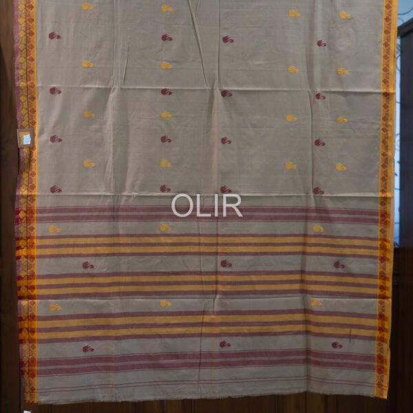 DKC001 – Beige & Mustard Dhonekali Cotton Saree