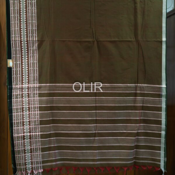 DKC002 – Olive Green Dhonekali Cotton Saree