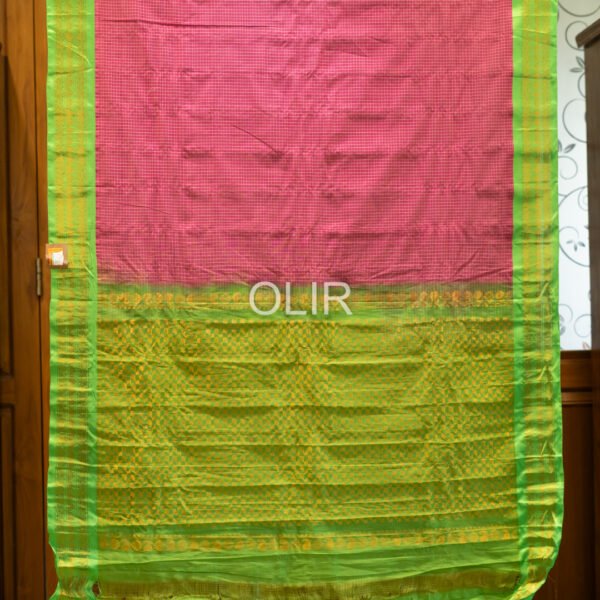 Pink and Green Gadwal Cotton Saree