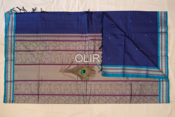 Violet with Ananda Blue border Kanchi Cotton Saree