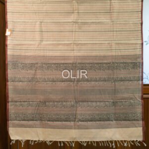 Beige with Brownish maroon Kanchi Cotton saree