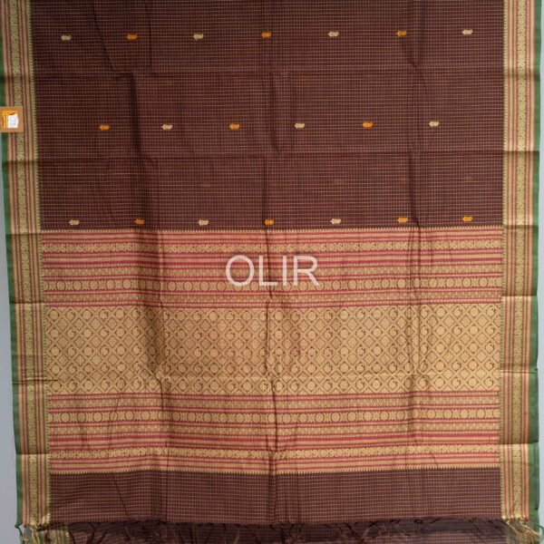 Coffee Brown with double border kanchi Cotton saree