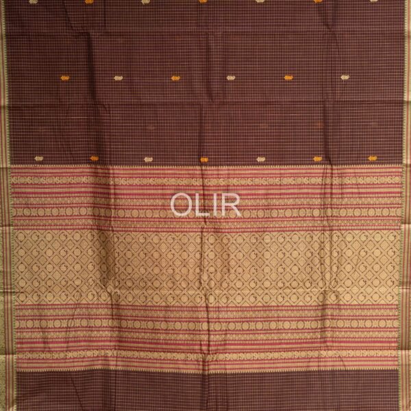 Coffee Brown with double border kanchi Cotton saree