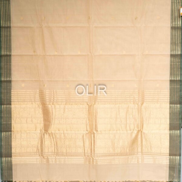 Beige with Green Kanchi Cotton Saree