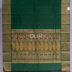 Dark GreeN with Pink Bomkai design Kanchi Cotton Saree