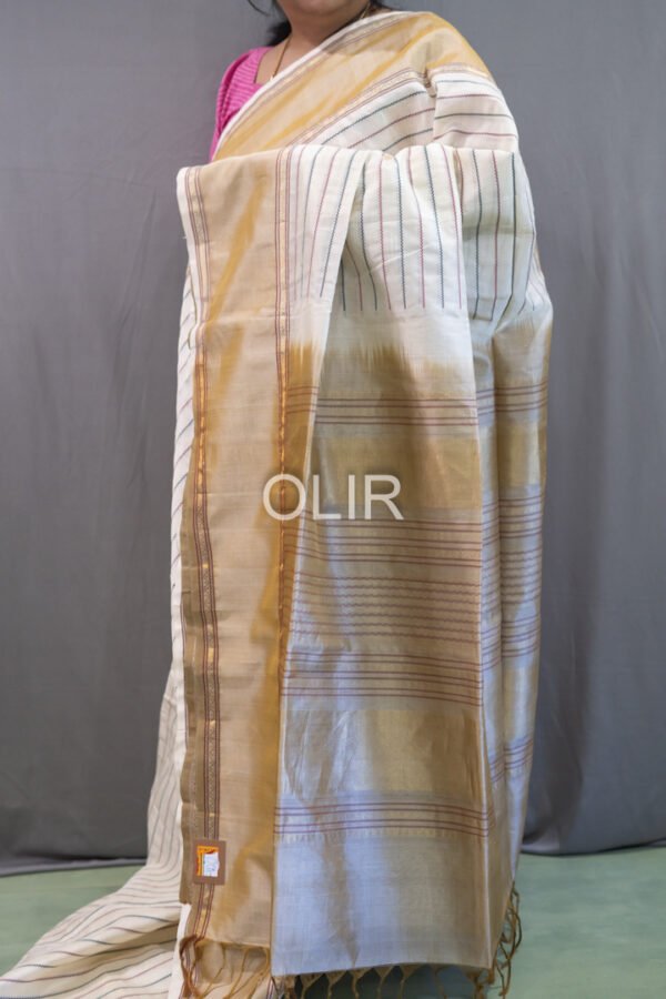 Off White Body with Tussar Pallu Silk Cotton Saree with Traditional Motifs