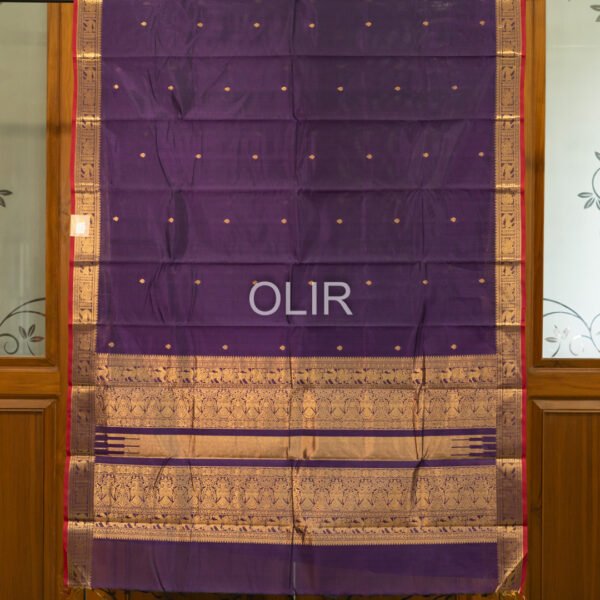 Violet With Zari Buttis and Pink Border