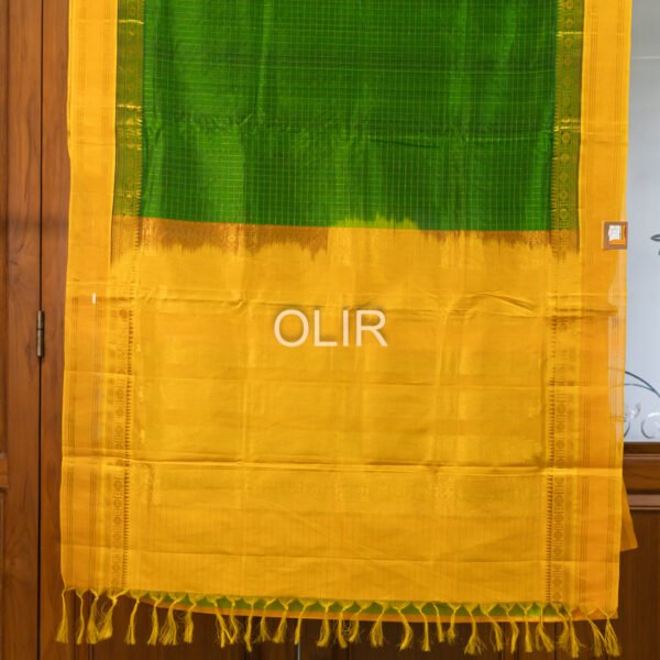 Dark GReen with Zari Checks