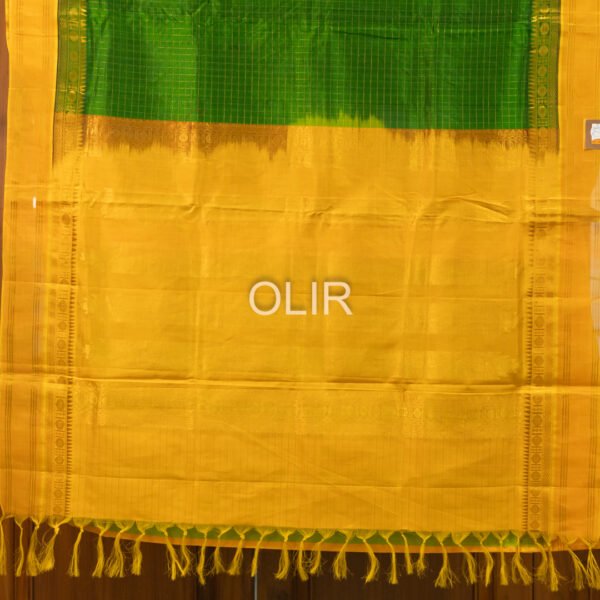 Dark GReen with Zari Checks