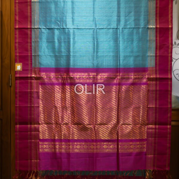 Ananda Blue with Small Zari Checks