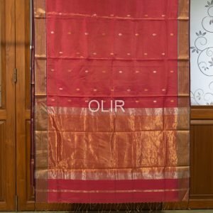 Rose Pink Tissue Saree with Zari Border