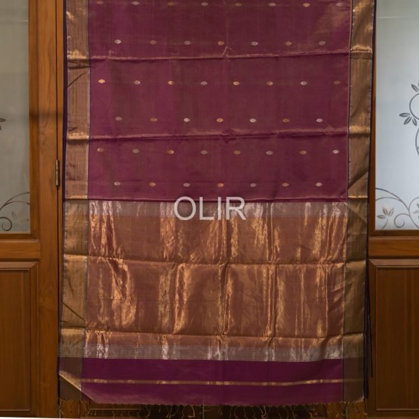 Gold Magenta Double Shade Tissue Saree
