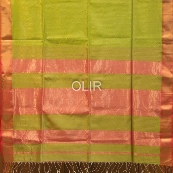 Mehendi Green Kota Checks Saree with Pink Pallu