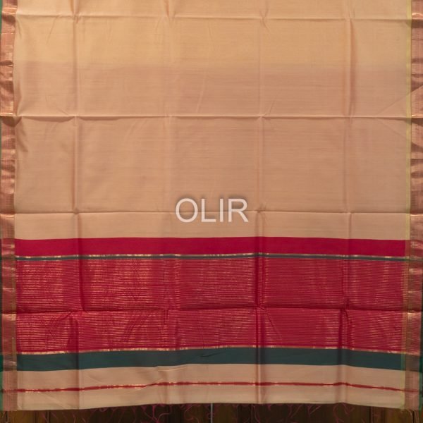 Peach Pink Dual Shade Saree with Green Selvedge