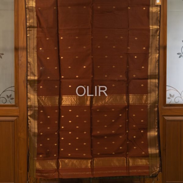Coffee Brown Butta Saree with Zari Pallu