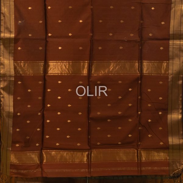 Coffee Brown Butta Saree with Zari Pallu
