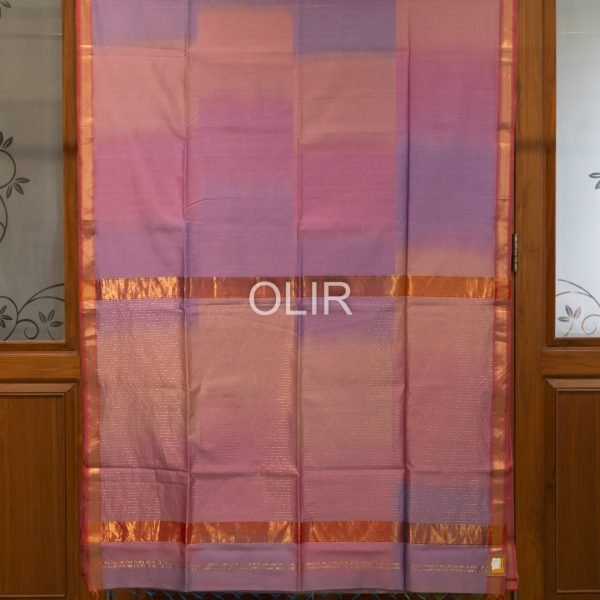 Tricolor Pink Lavender Blue Shaded Saree