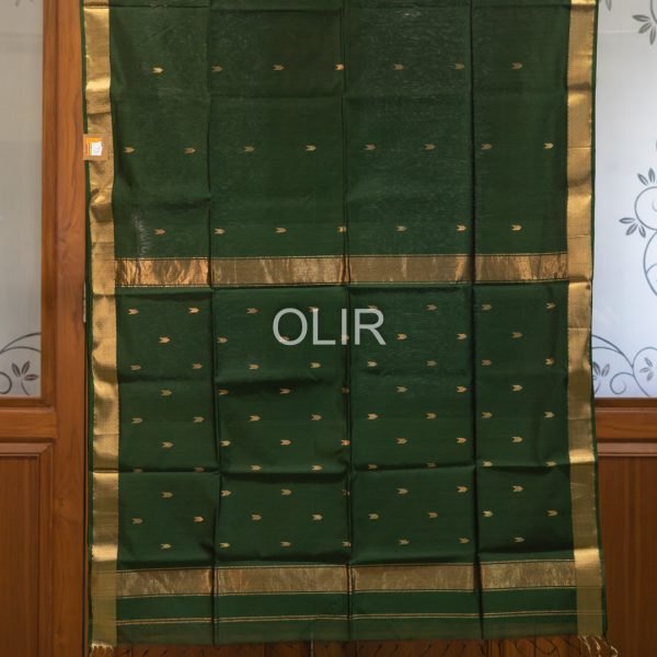 Dark Green Arrowhead Motif Saree