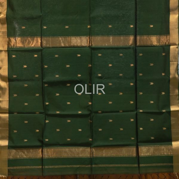 Dark Green Arrowhead Motif Saree