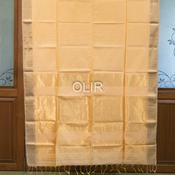 Peach Body with Tussar Border and Tissue Pallu