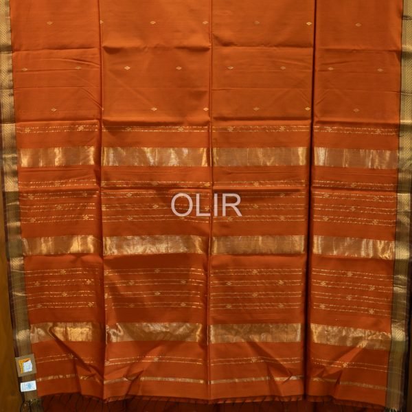 Rust Orange Diamond Butti Saree
