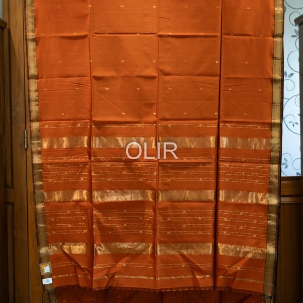 Rust Orange Diamond Butti Saree