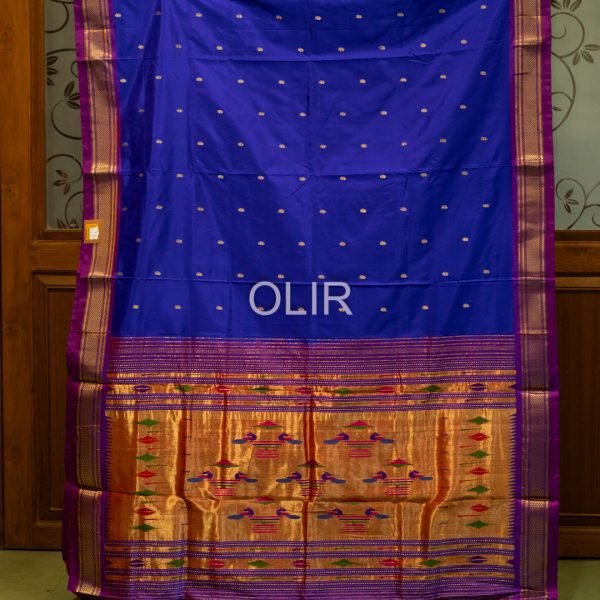 Royal Blue and Purple Pure Silk Handwoven Paithani Saree