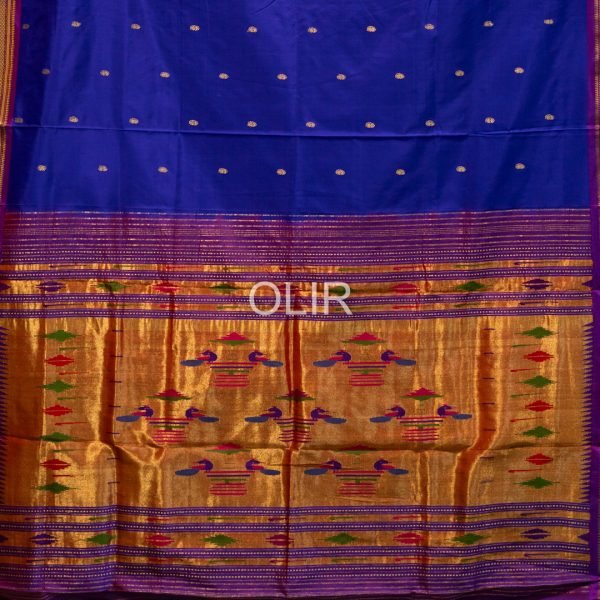 Royal Blue and Purple Pure Silk Handwoven Paithani Saree