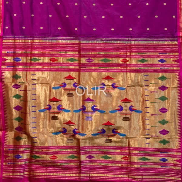 Magenta and Purple Pure Silk Handwoven Paithani Saree