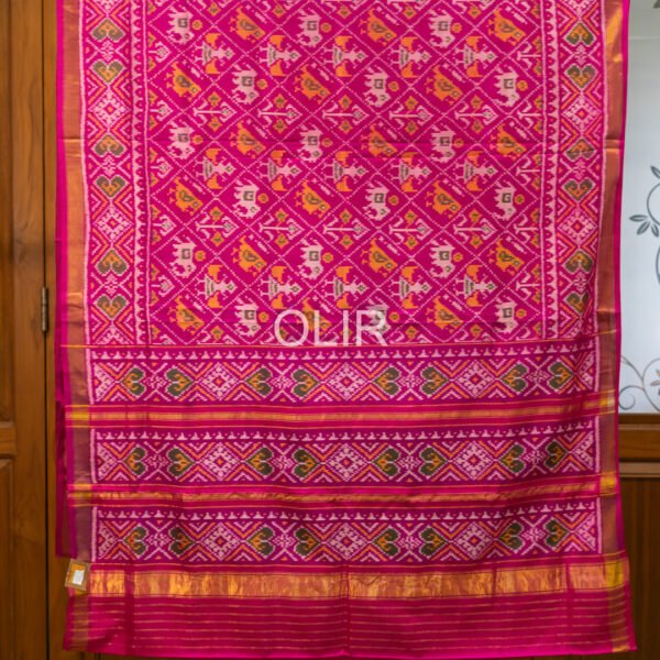 Pink Patola Pure Silk Saree with Traditional Design