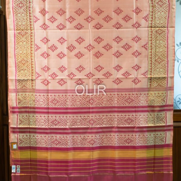 Peach with PInk Pure SIlk Patola Saree