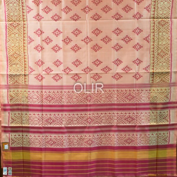 Peach with PInk Pure SIlk Patola Saree