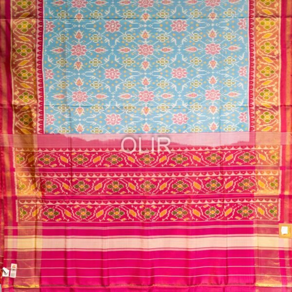 Copper Sulphate Blue with Pink Pure SIlk Patola Saree