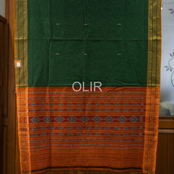 Green and Rust Sambalpuri IKAT Saree
