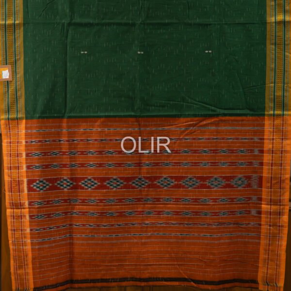 Green and Rust Sambalpuri IKAT Saree