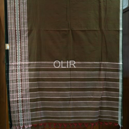 DKC002 – Olive Green Dhonekali Cotton Saree