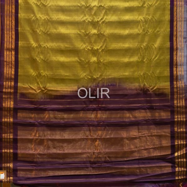 Mehendi Green with Jamun Border Gadwal Cotton Saree