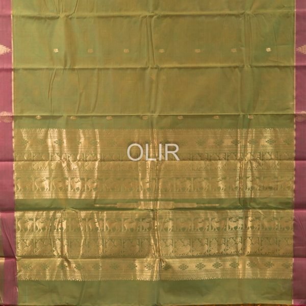 KC002-1.jpg Leaf Green with Red border Kanchi Cotton Saree