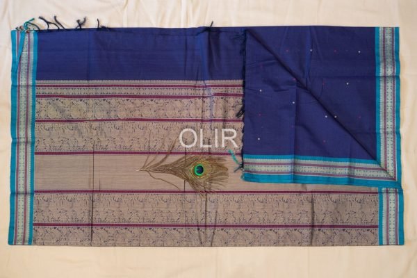 KC004-2.jpg Violet with Ananda Blue border Kanchi Cotton Saree