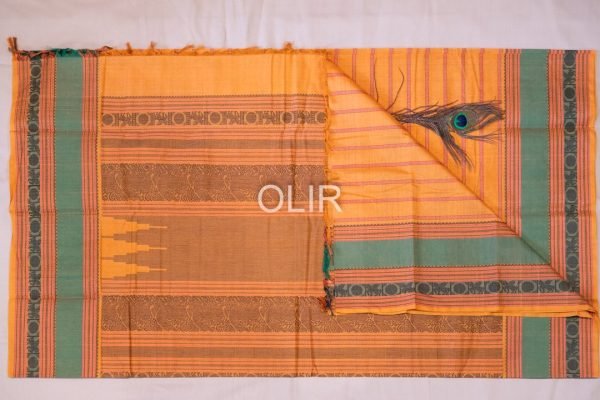 KC005-3.jpg Orange with green border kanchi cotton Saree