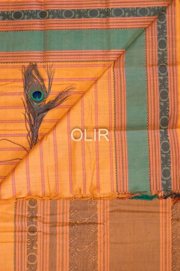 KC005-4.jpg Orange with green border kanchi cotton Saree