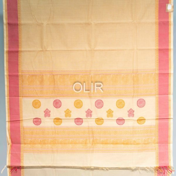 Beige with Double Border Kanchi Cotton Saree