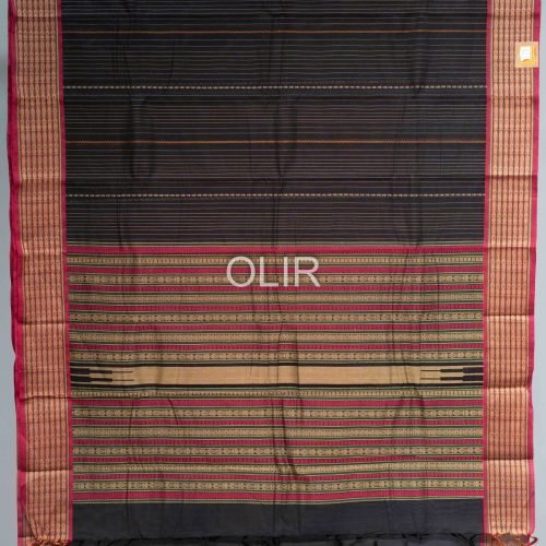 Black with Pink Border Kanchi Cotton Saree