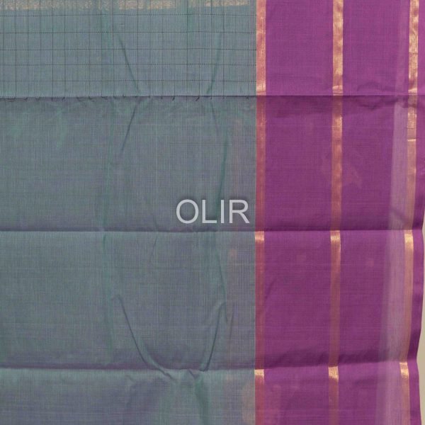 KC021-3-scaled-1.jpg Peacock Blue with Purple Border Kanchi Cotton Saree