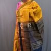 Mustard Yellow Body with Contrast Pallu Silk Cotton Saree with Checks and Buttas