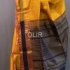 Mustard Yellow Body with Contrast Pallu Silk Cotton Saree with Checks and Buttas
