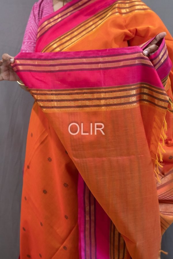 Patterned Body with Rich Contrast Pallu Silk Cotton Saree