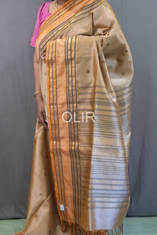 Traditional Tone Body with Contrast Pallu Silk Cotton Saree with Intricate Details