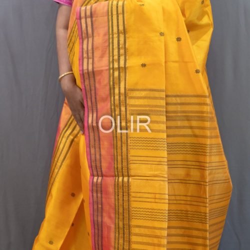 Elegant Tone Body with Rich Contrast Pallu Silk Cotton Saree with Threadwork