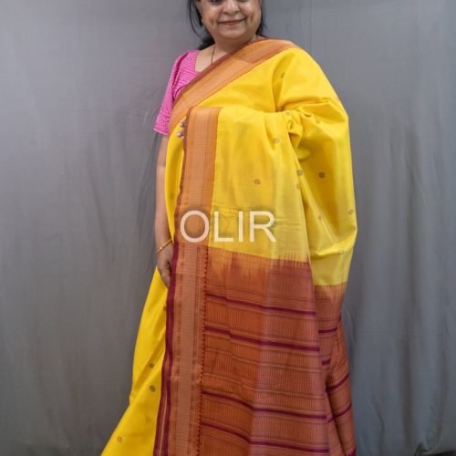 Traditional Tone Body with Contrast Pallu Silk Cotton Saree